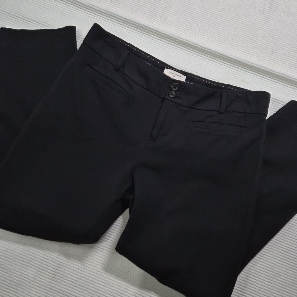 Anthropologie The Essential Slim‎ Trouser Pants Womens 8 Black Mid Rise Zip Fly